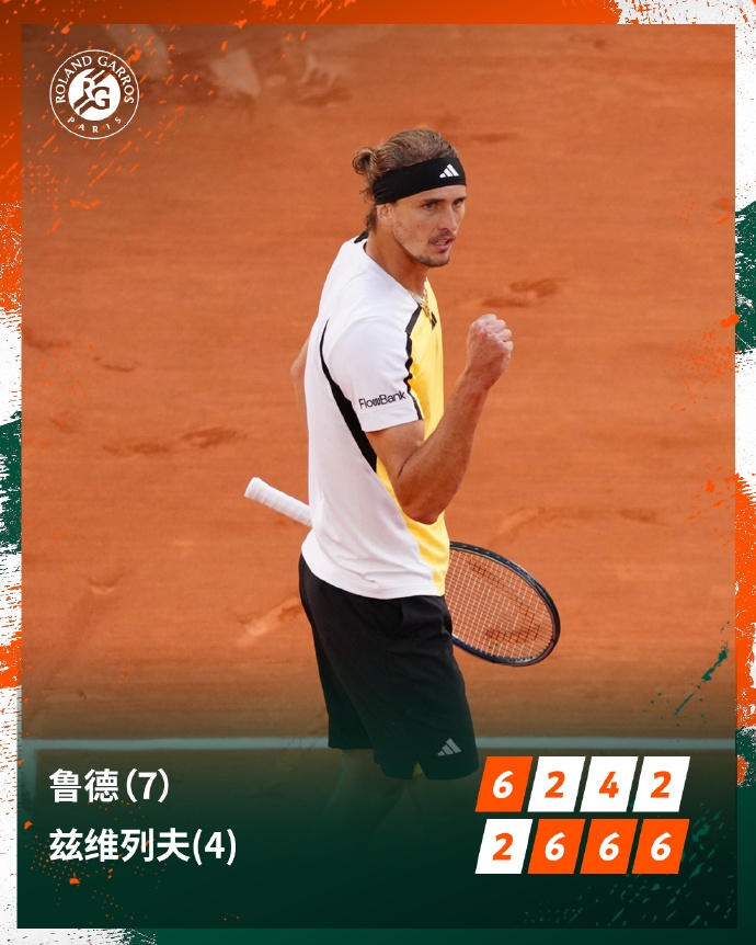 关于年终总决赛碾压法网，兹维列夫扛起全队的信息